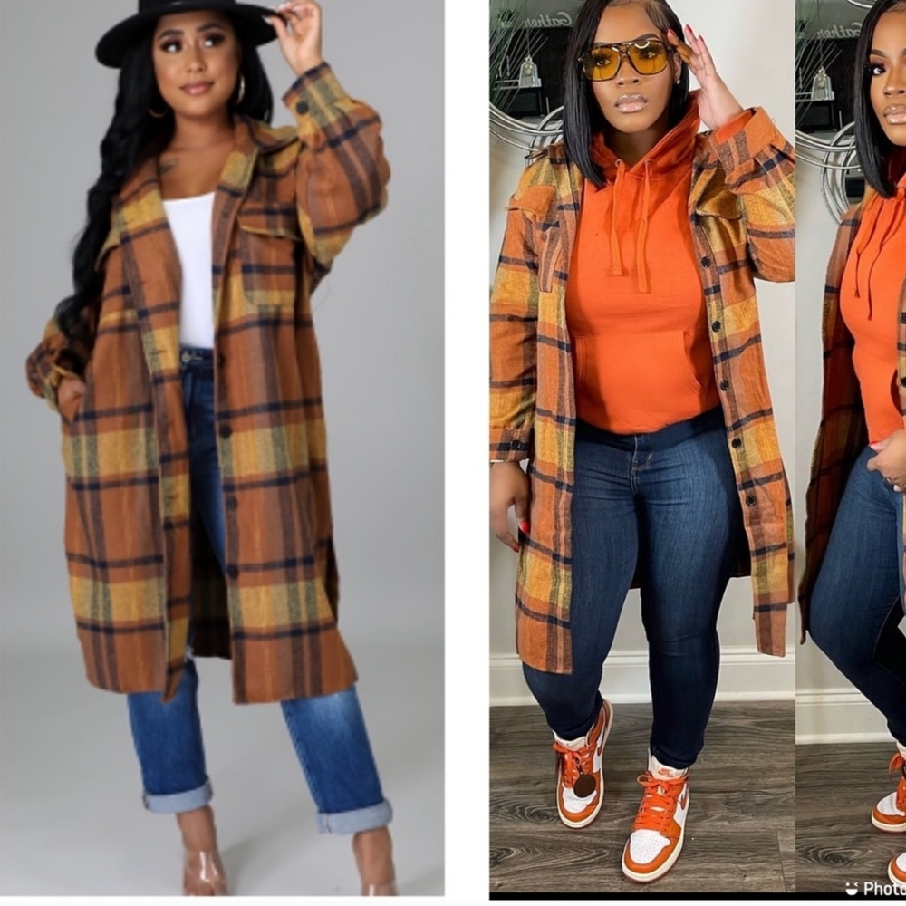Orange and‎ Black Utility Jacket with Bold Design